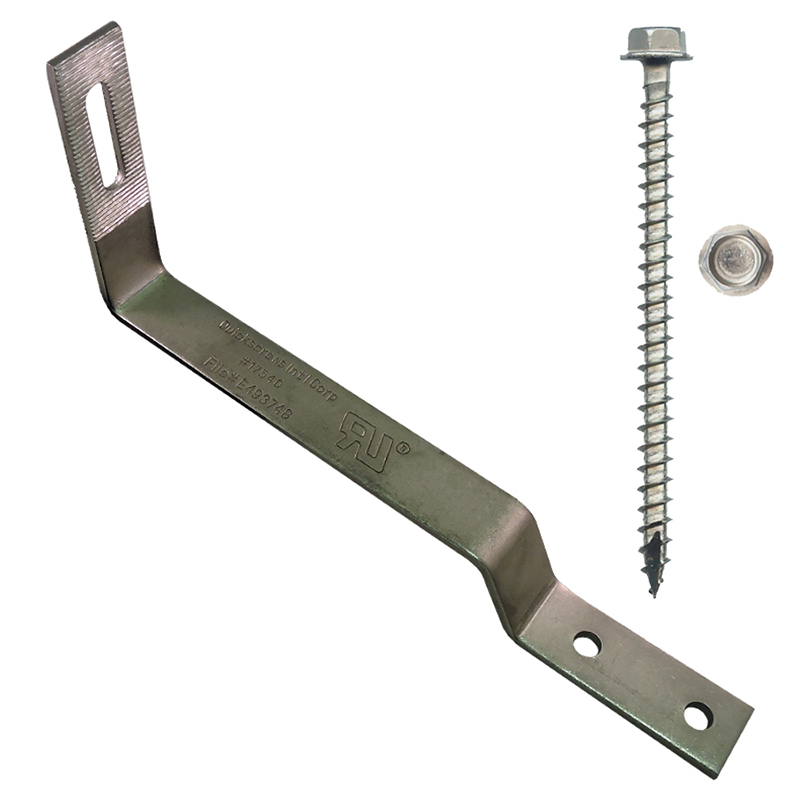 Part Number 17542 90° Flat Tile Roof Hook, 38mm Height, Kit with 1/4" X 3" Screws 20/Carton Wgt = 21.40 Lbs