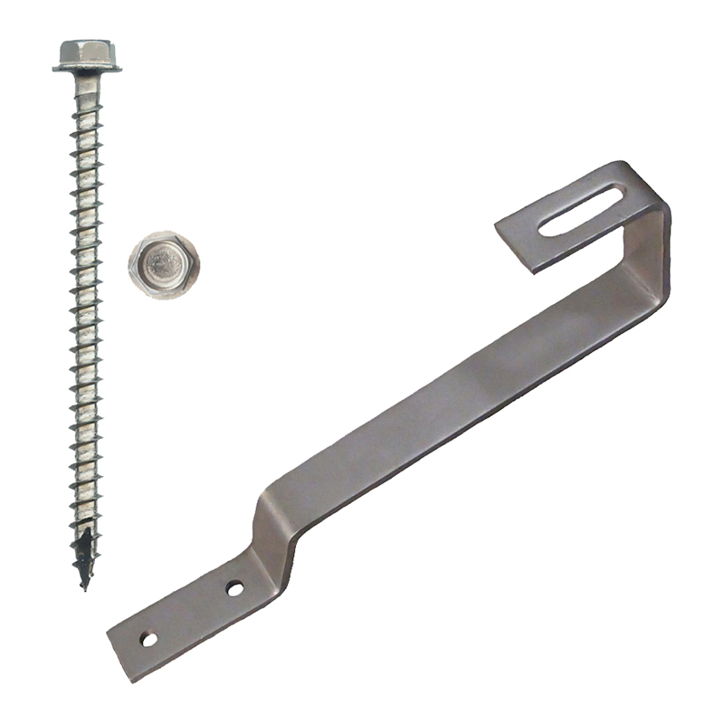 Part Number 17547 180° Flat Tile Roof Hook, 38mm Height, Kit with 1/4" X 3" Screws 1/PK Wgt = 1.40 Lbs
