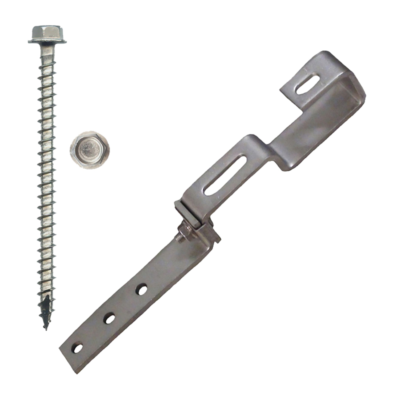 Part Number 17554 180° Stone Coated Steel Roof Hook, 18mm Height Adjust Range, Kit with 1/4" X 3" Screws 20/Carton Wgt = 26.50 Lbs