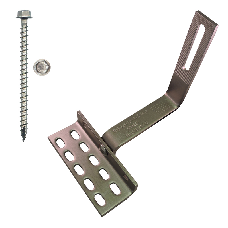 Part Number 17589 90° All Tile Roof Hook, 8mm Height Adjust Range, Kit with 1/4" X 3" Screws - for Curved & Flat Tile Roofs - works with or without battens 10/Carton Wgt = 19.00 Lbs 