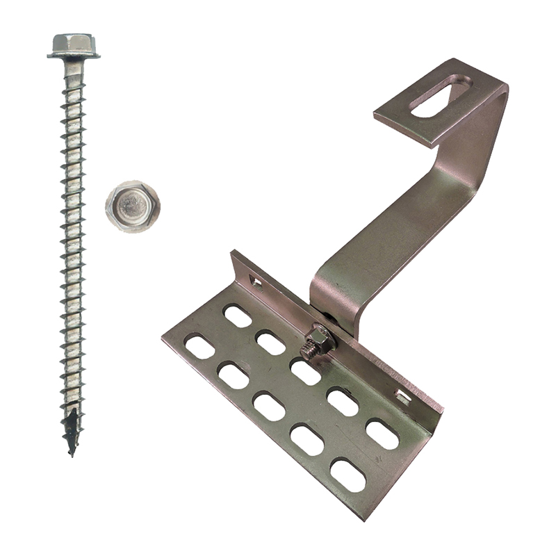 Part Number 17617 180° All Tile Roof Hook, 9mm Height Adjust Range, Kit with 1/4" X 3" Screws - for Curved & Flat Tile Roofs - works with or without battens 1/PK Wgt = 2.03 Lbs 