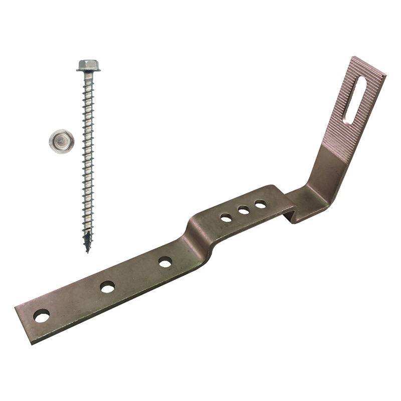 Part Number 17628 90° Non-Adjustable Stone Coated Steel Roof Hook "No Batten" , Kit with 1/4" X 3" Screws 20/Carton Wgt = 23.40 Lbs