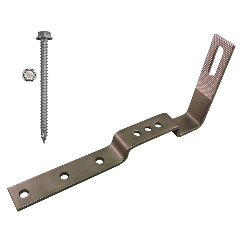 Part Number 17630 90° Non-Adjustable Stone Coated Steel Roof Hook "No Batten", Kit with 5/16" X 3" Screws 20/Carton Wgt = 24.12 Lbs
