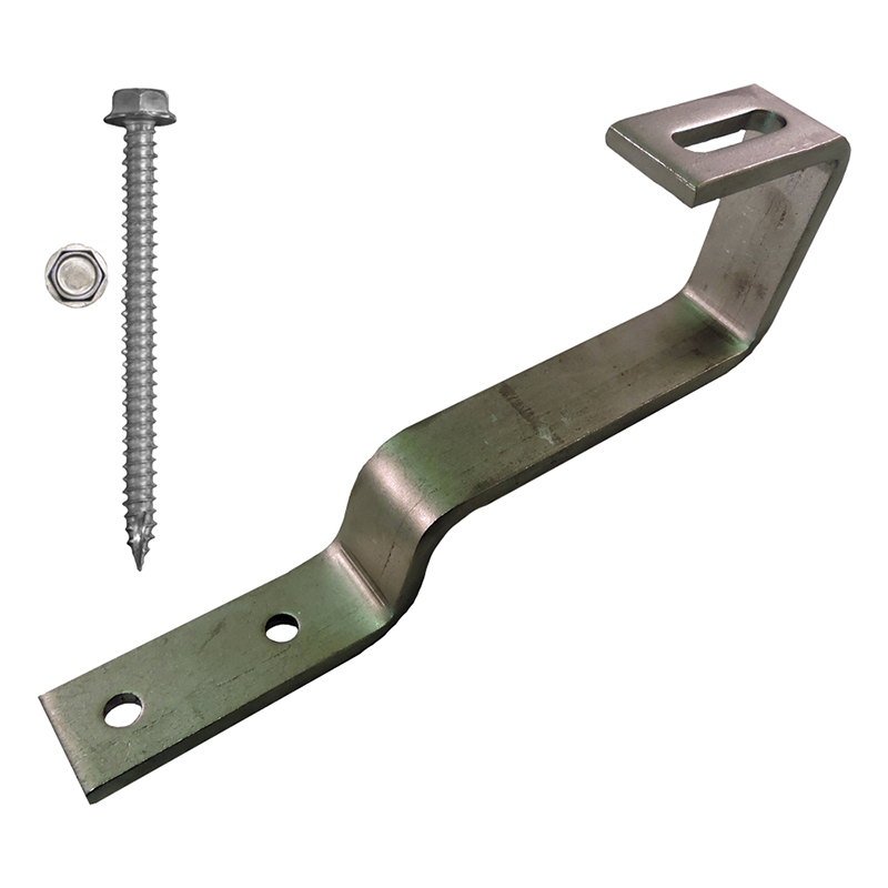 Part Number 17642 180° Flat Tile High Wind Roof Hook, 38mm Height - 7mm Thick Kit with 5/16" x 4" Screws 20/Carton Wgt = 23.62 Lbs
