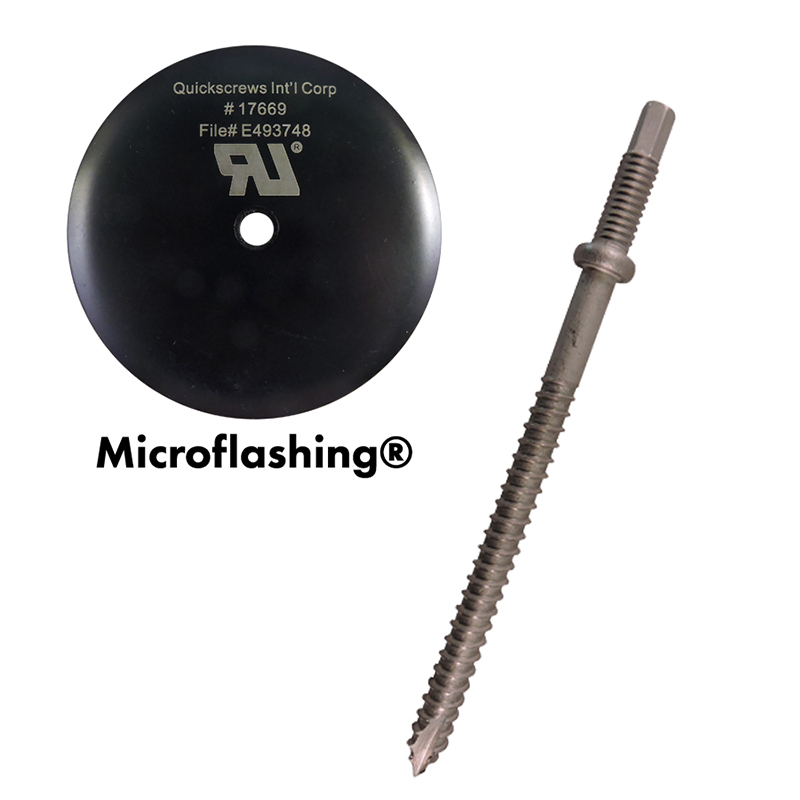 Part Number 17666 5/16 x 5-1/4" Low Profile QuickBOLT with 3" Microflashing  25/PK Weight/Pack = 4.90 Lbs